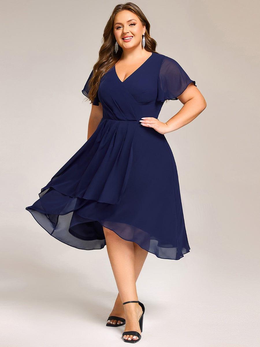 ever CATALEYA|Plus Size Short Sleeve Ruffled Midi Wedding Guest Dress